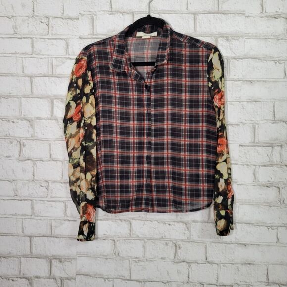 Sans Souci chiffon plaid blouse - Picture 4 of 12